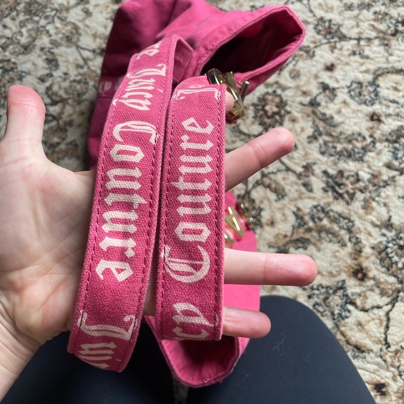 Juicy Couture “Same Old Chic”Large Canvas Bag Tote Pink Gold Pockets Y2K Girly - Picture 6 of 9